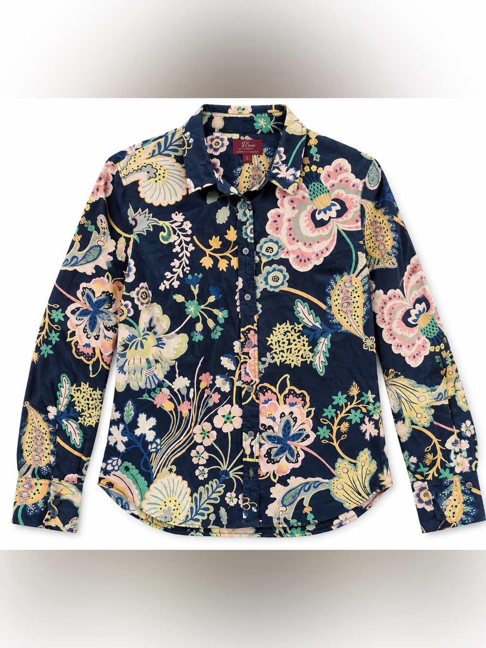J.Crew Button Down Shirt Womens 14 Navy Liberty London Floral Excellent Cotton - Picture 6 of 7